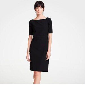 Ann Taylor Black The Boatneck Sheath Dress in Seasonless Stretch Size 0
